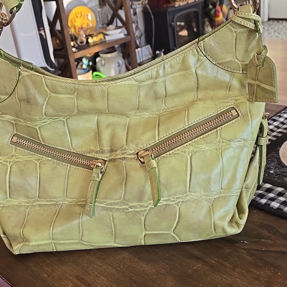 Dooney And Bourke Vintage Cinzia Hobo Bag Croc Embossed Leather Pistachio - Picture 3 of 12